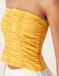 Топ-бандо Mango со сборками в цвете «желтый закат» - фото 3