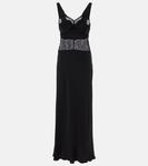 Платье миди из шелка с кружевной отделкой Victoria Beckham, черный - фото