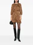 Платье мини с объемными рукавами и леопардовым принтом TWINSET, коричневый - фото 2