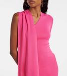 Джерси платье с деталями в виде шарфа David Koma, Fuchsia - фото 4