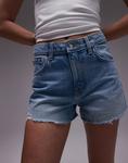 Джинсовые шорты Topshop Mom А-силуэта с разрывами, выбеленные - фото 4