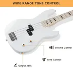 Glarry Белый электрический бас-гитара GP PRO без накладки - фото 4