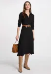 Платье-Рубашка миди Morgan, Noir - фото