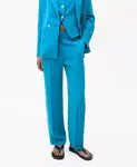 Женские классические брюки-прямого кроя MANGO, синий - фото
