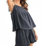 Комплект из майки и шорт из сетки в цвете navy MIOU MUSE - фото 3