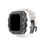 HUALIMEI Часы Strap Apple Compatibility Fluoroelastomer Material 165mm~210mm 60mm, Translucent black middle frame + original black butterfly buckle white strap - фото