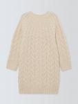 Детское платье-джемпер с вязкой косичкой John Lewis, Cream - фото 5