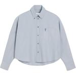 Укороченная оверсайз оксфордская рубашка Ami Paris AMIPARIS, синий - фото 3