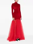 Бархатное платье со вставкой из тюля Atu Body Couture, красный - фото 3