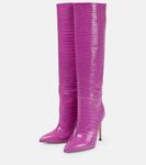 Сапоги из кожи с крокодиловым эффектом Paris Texas, Ciclamino - фото 5