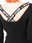 Off-White платье в рубчик с логотипом, черный - фото 5