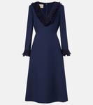 Платье миди Crepe Couture с бантом Valentino, Indaco - фото