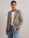Однобортный клетчатый блейзер River Reiss, Neutral - фото 2