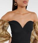 Платье из крепа с открытыми плечами Safiyaa, черный - фото 4