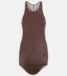 Майка из хлопка в рубчик Rick Owens, Mahogany - фото