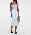 Цветочное миди-платье из хлопковой смеси Prada, Celeste - фото 3