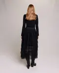 Юбка-миди с рюшами из тюля Maje, черный - фото 4