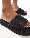 Босоножки-слайдеры New Look из рафии черного цвета - фото 3