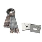 Шарф вязаный унисекс ALIEN BANG, серо-коричневый с бабочками в коробке - фото 9