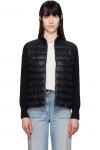 Черная шерстяная куртка-пуховик на молнии Moncler - фото