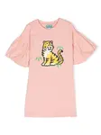 Платье с графичным принтом Kenzo Kids, розовый - фото