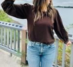 Топ Maisie с ажурной вышивкой в коричневом цвете Dylan - фото 3