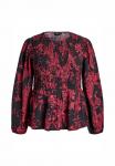 Блуза Zizzi MIT SMOCK UND LANGEN ÄRMELN, Black W/Red Leaf/Mottled Black - фото 4