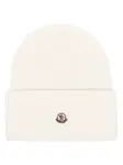Шерстяная шапка бини MONCLER, белый - фото