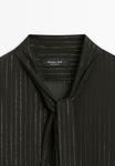 Блуза Massimo Dutti FLOWING WITH SCARF COLLAR, Black - фото 8