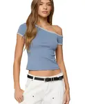 Женский топ Lorna с контрастным офф-плечом Edikted, синий - фото