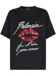 Футболка с принтом Balmain, черный - фото