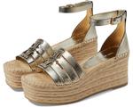 Туфли Tory Burch 80 mm Ines Cage Wedge Espadrille, цвет Spark Gold - фото