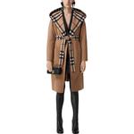 Пальто женское Burberry с клеточным принтом, хаки - фото 2