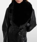 Кожаное пальто с эффектом крок Rotate, Black - фото 4