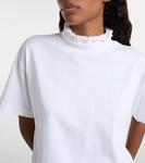 Кроп топ из хлопкового джерси с водолазкой Alaïa, Blanc - фото 4