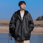 Кожаная куртка унисекс PAEFA, утепленная фиолетовой подкладкой - фото 7