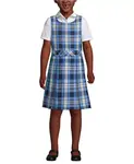 Школьная форма для девочек-подростков: клетчатое платье-джемпер до колен Lands' End, синий - фото