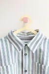 Zara timeless - полосатая рубашка с карманом, синий - фото 3