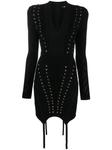Balmain платье с люверсами, черный - фото