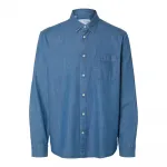 Рубашка Selected Regcarlo Denim, синий - фото 3