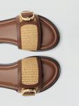 Кожаные сандалии из рафии Mango, Medium Brown - фото 3