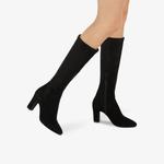 Простые замшевые сапоги до колена на блочном каблуке Dune, черный - фото 2