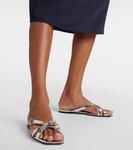 Джинсовые кожаные сандалии metallic Jimmy Choo, Silver - фото 4