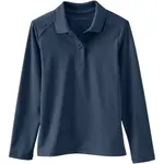 Рубашка-поло с длинным рукавом для девочек 4-16 лет Lands' End, синий - фото 2