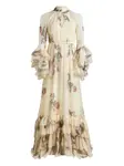 Платье с оборками и цветочным принтом ETRO, нейтральный - фото