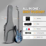 Бас-гитара Glarry GIB на 4 струны Full Size с пьезозвукоснимателями SS - Синяя - фото 4