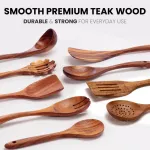 Набор из 9 предметов кухонной утвари из натурального тикового дерева Zulay Kitchen, коричневый - фото 2