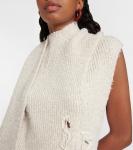 Платье миди из шерстяной смеси в рубчик Acne Studios, белый - фото 4