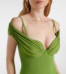 Амарантовый джерси миди-платье с драпировкой Simkhai, Kiwi - фото 4