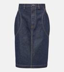 Джинсовая юбка-карандаш Alaïa, синий - фото